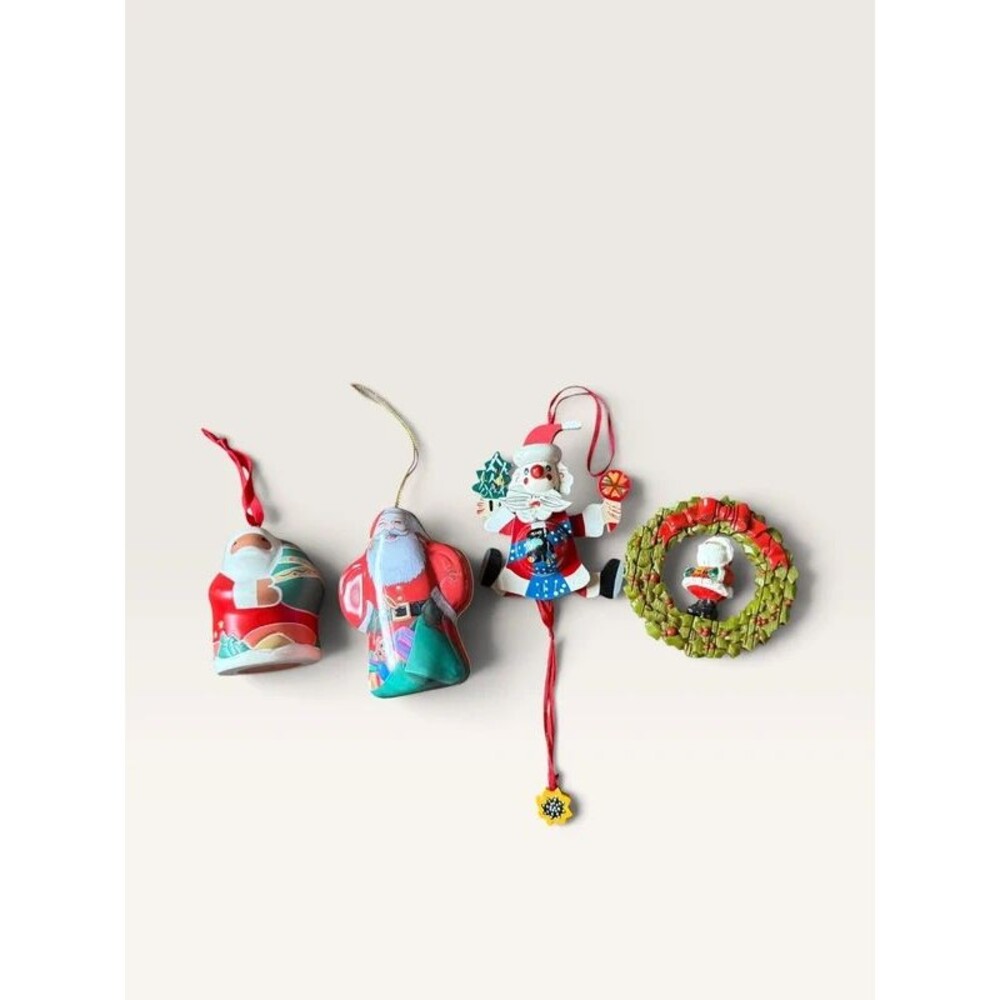 Vintage Assorted Santa Claus Holiday Ornaments Set of 4
